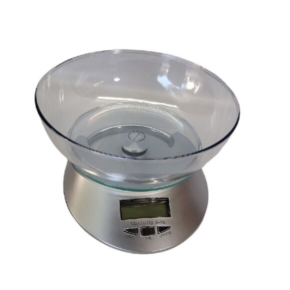 Real Appeal Silver Digital Electronic Food Scale W/ Clear Plastic Bowl - NIB - Picture 3 of 6